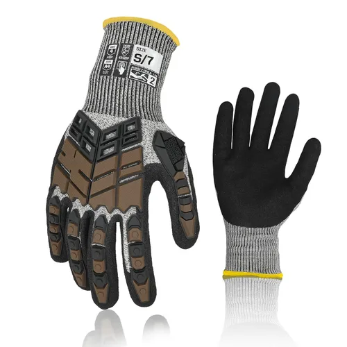 Miniatura 28 de 2 pares de guantes de trabajo de seguridad, guantes de impacto para hombres y mujeres, resistentes a los cortes, antideslizantes, de trabajo pesado