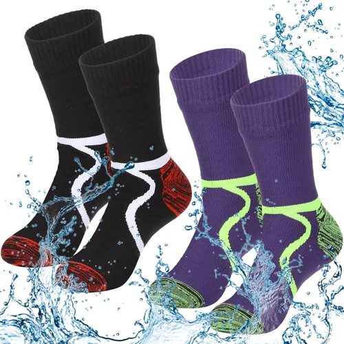 2 Pairs Waterproof Socks Unisex Waterproof Breathable Socks Outdoor Skiing Hiking Wading Fishing Socks for Men Women