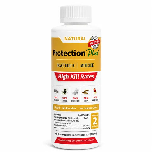 Protección ecológica para plantas, insecticida de amplio espectro, fungicida, acicida; mata y repele ácaros, mosca blanca, pulgones, trips, más;