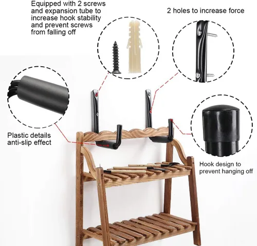 Miniatura 4 de Ihomepark Ganchos de almacenamiento de garaje resistentes con brazo jumbo de 9 pulgadas, colgador de garaje de montaje en pared y organizador