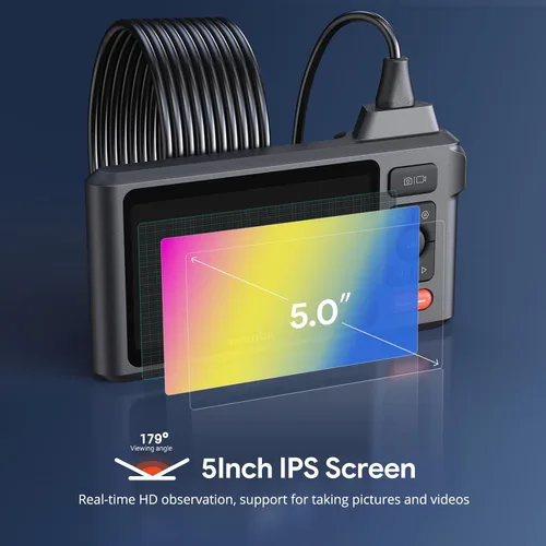 Miniatura 4 de Cámara de Inspección de Alcantarillado de 50FT, DEPSTECH Endoscopio de Doble Lente 1080P con Luces, Herramienta Boroscopio con Pantalla IPS de 5