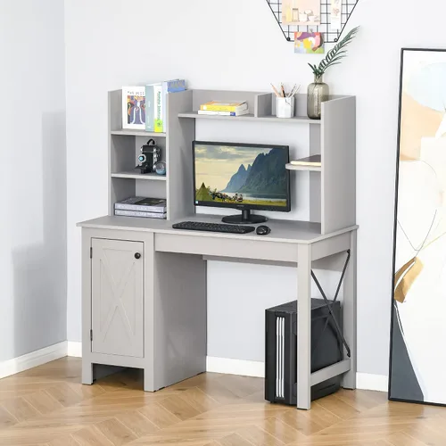 Miniatura 2 de HOMCOM Escritorio para computadora de granja de 47 pulgadas con gabinete y gabinete, escritorio de oficina en casa con almacenamiento, para estudio