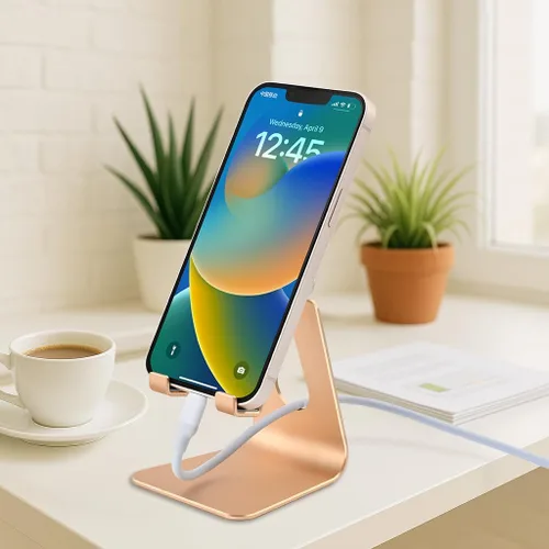 Miniatura 5 de Soporte ajustable del teléfono celular de la aleación de aluminio, soporte del teléfono del metal de sobremesa, base del teléfono de escritorio