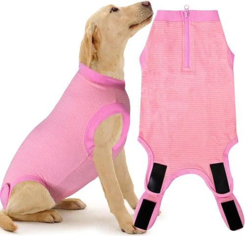 Miniatura 13 de Traje de Recuperación Wabdhaly para Perros, Traje de Cone de Perro con Cremallera Alternativa para Cirugía de Esterilización Femenina, Traje