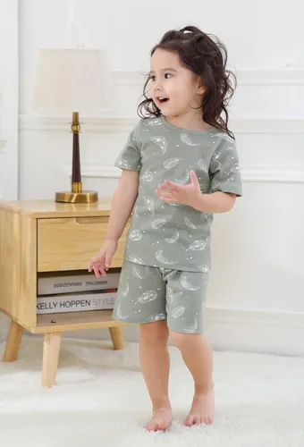 Miniatura 2 de Owlivia Conjunto de pijama de manga corta para bebé de algodón 100% orgánico, ropa de dormir de 2 piezas para niño y niña