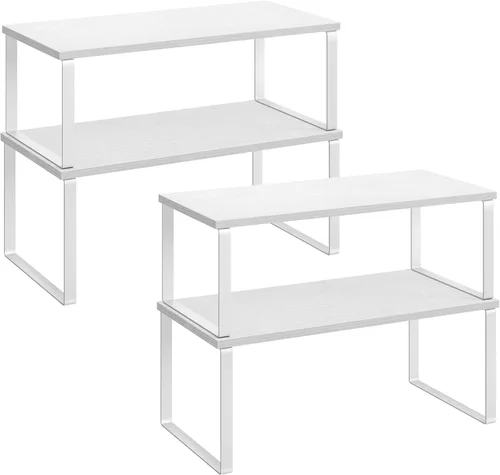 Miniatura 16 de SONGMICS Estante organizador de gabinete, juego de 4 estantes de encimera de cocina, almacenamiento de cocina, estante de especias, apilable, Tinta