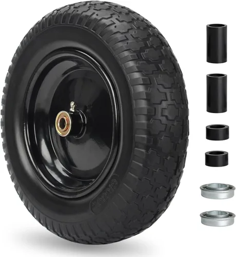 GICOOL Neumático de carretilla de 14.5", apto para 4.00/4.80-8, neumático sólido sin pinchazos de 3.50-8" y rueda con orificio de eje de 5/8", cubo