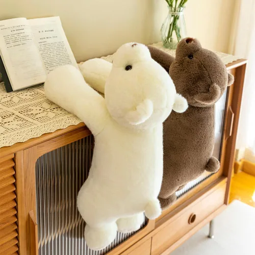 Miniatura 4 de SNOWOLF Animales de peluche de oso con peso, Almohada de peluche de oso marrón de 23.6", Juguetes de peluche súper lindos kawaii, Regalos