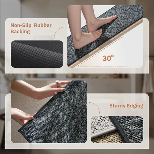 Miniatura 3 de PADOOR Tapetes de baño finos, trenzados para baño, tapetes de baño con parte trasera de goma antideslizante, lavables a máquina y de secado rápido