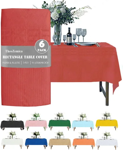 Miniatura 11 de Black Disposable Paper Tablecloth for Rectangle Tables 4 Pack, 54×108 Inch Waterproof 2 Ply Paper with Plastic Backing, Party Table Cover for