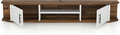 Miniatura 8 de 24/7 Shop at Home Brimer Modern - Consola de TV flotante de madera de 71 pulgadas con 2 estantes para sala familiar, sala de entretenimiento, noche