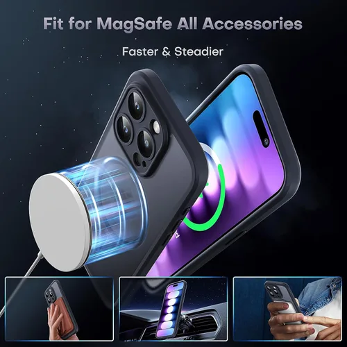 Miniatura 2 de TOCOL Funda magnética para iPhone 15 Pro, protección completa mejorada de la cámara, compatible con Magsafe, protección contra caídas, funda trasera