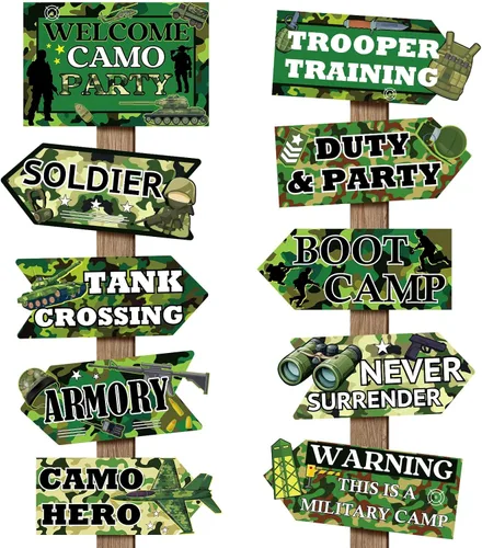 Miniatura 12 de Hooqict 20 piezas de señal de fiesta safari para bienvenida a la fiesta temática de safari en la selva, señales direccionales, decoraciones