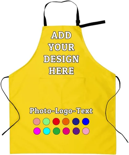 Miniatura 14 de Delantal personalizado para adultos, delantales personalizados con bolsillos, añade tu logotipo y foto, delantal impermeable ajustable personalizado
