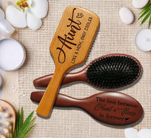Miniatura 7 de Regalos para tía, cepillo de pelo personalizado, peine de madera natural, aniversario de boda, feliz día de la madre, día de San Valentín