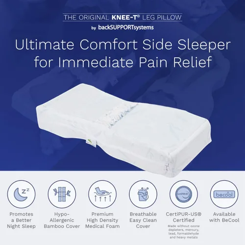 Miniatura 2 de Back Support Systems Knee-T - Almohada de espuma viscoelástica patentada, la mejor almohada para dormir de lado para aliviar el dolor de espalda