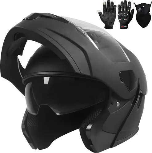 Miniatura 14 de Casco modular para motocicleta de adultos, con doble visera abatible, cara completa, aprobado por DOT para hombres, mujeres, moto, ATV, UTV, moto