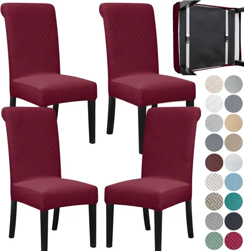 Miniatura 38 de SPRINGRICO Paquete de 2 fundas para sillas de comedor con cinturón de seguridad, fundas elásticas para sillas Parsons lavables, fundas protectoras