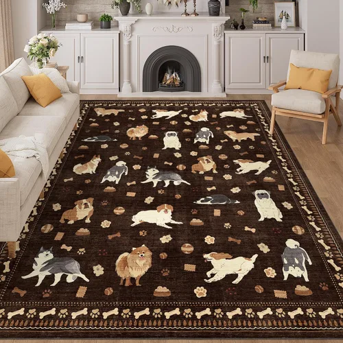 Miniatura 109 de DUKINO Alfombra de área de 6 x 9 pies, alfombra floral para sala de estar, ligera, antideslizante, lavable, alfombra de interior de pelo bajo