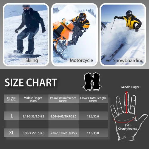 Miniatura 6 de Ixsun Guantes de esquí para hombres y mujeres, bolsillo con cremallera, suaves, cálidos, impermeables, resistentes al viento, adecuados para esquís