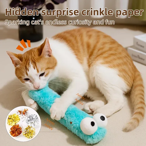 Miniatura 4 de Almohadas de juguetes para gatos Gochanmon, paquete de 3, con hierba gatera en el interior, palos blandos y duraderos con sonido crujiente, juguete