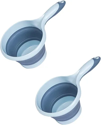Yardwe Cucharón de agua plegable de mango largo con gancho para colgar, cuchara portátil de cocina de 10.62 pulgadas, para uso doméstico y exterior