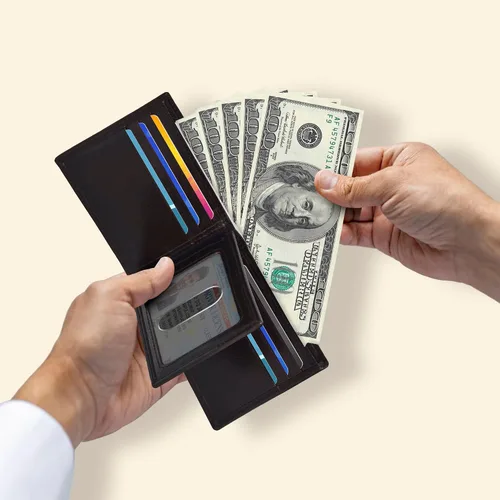 Miniatura 23 de Carteras RFID delgadas para hombres - Cartera de bolsillo frontal de piel genuina