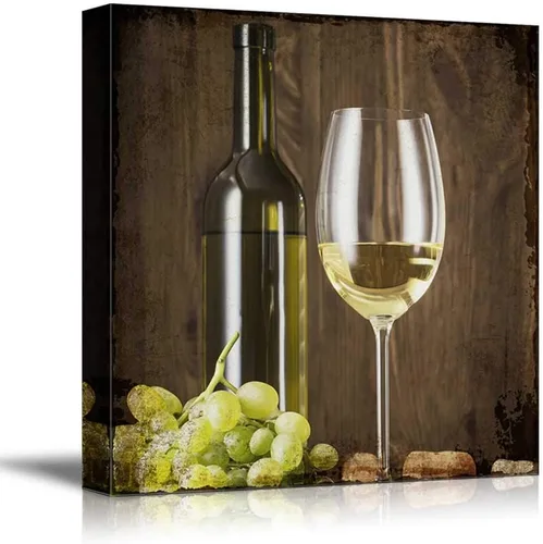 Miniatura 6 de wall26 - Lienzo decorativo cuadrado para pared, copas de vino con botella de vino y uvas, impresión giclée, arte moderno para el hogar, listo