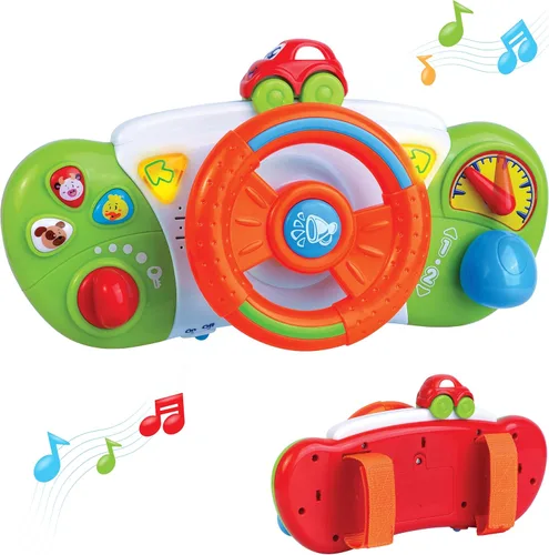 HAP-P-KID My First Baby Stroller Toy - Volante de conducción para niños, asiento de automóvil, juguetes educativos para conductor, tablero de