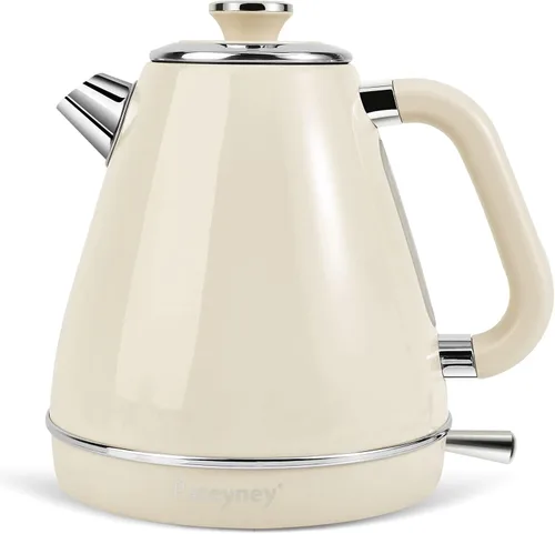 Hervidor eléctrico de 1,7 litros, estilo retro, para encimera de cocina, café, té, agua caliente, doble pared, acero inoxidable 304, sin BPA,