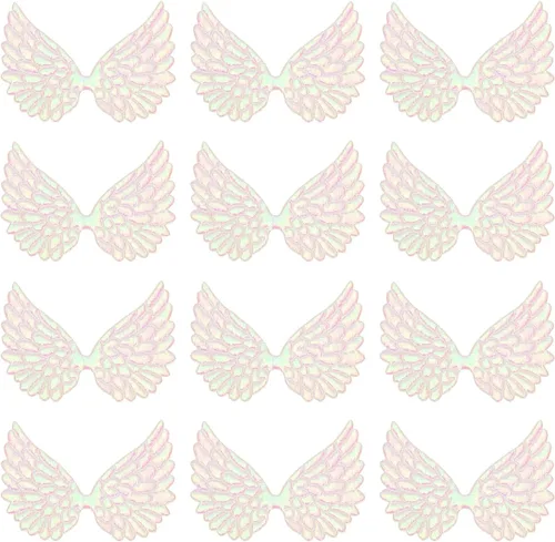 Miniatura 10 de PATIKIL 12 alas de ángel para manualidades, pequeñas alas de ángel con purpurina, 6 colores, alas de ángel para coser, parches para mochilas