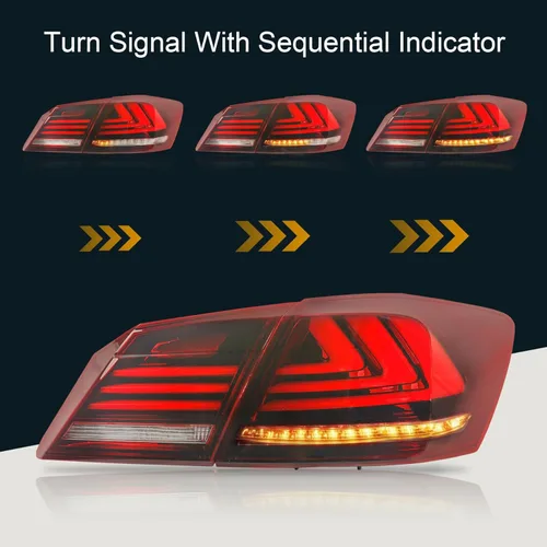 Miniatura 5 de Conjunto de luces traseras LED de repuesto para Honda Accord Sedán de 4 puertas 2013 2014 2015, lámparas traseras rojas transparentes con señal