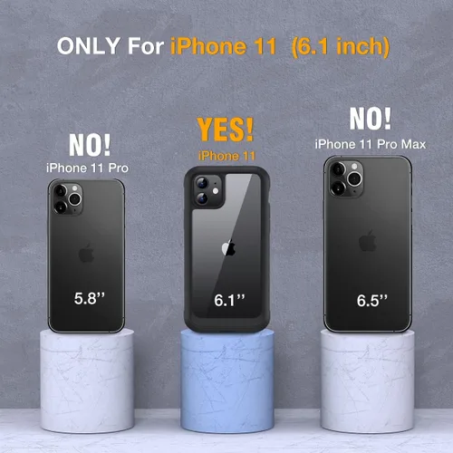 Miniatura 6 de Miracase Glass Series - Funda para iPhone 11 de 6.1 pulgadas, funda resistente de cuerpo completo mejorado con protector de pantalla de vidrio Negro