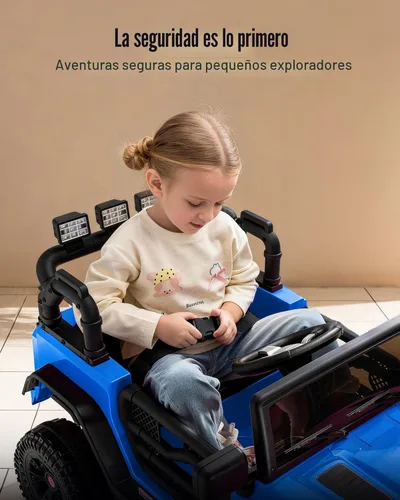 Miniatura 4 de Outfunny Juguete de coche de paseo para niños, coche eléctrico de 24 V para niños con control remoto, motores de 2 x 200 W, color azul
