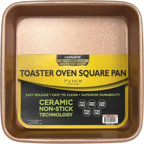 Miniatura 7 de casaWare Horno tostador de 7 pulgadas Ultimate Series de cerámica con revestimiento antiadherente de cerámica (granito plateado)