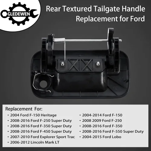 Miniatura 2 de Manija exterior de puerta trasera, compatible con Ford F150 F250 F350 F450 F550 Super Duty Explorer Lobo 2004-2016, Lincoln Mark LT, con orificio