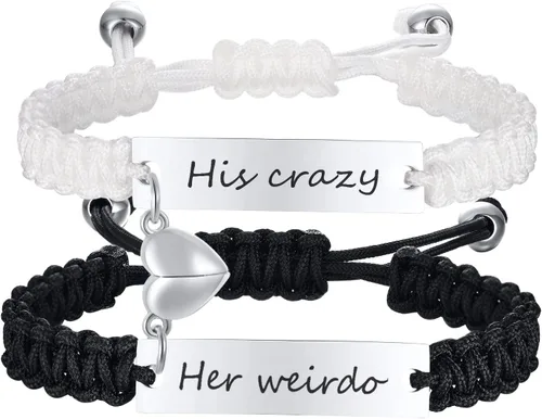 XUANPAI Pulseras a juego para parejas mujeres y hombres, pulseras largas para él y ella, de relación, de aniversario, Navidad, regalos de cumpleaños