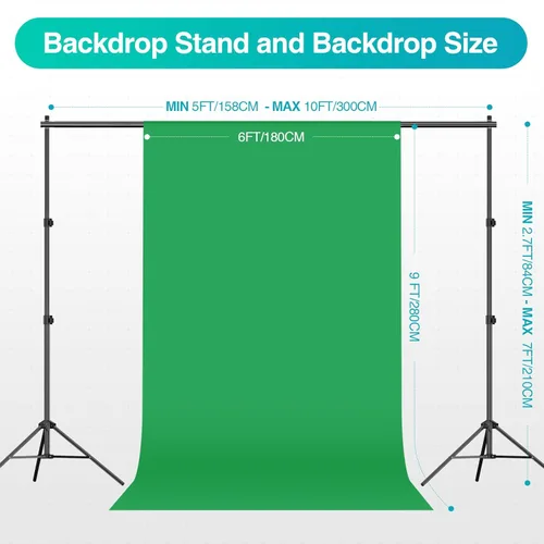Miniatura 2 de EMART Sistema de soporte de telón de fondo de 7 x 10 pies con bolsa de arena, kit de iluminación para fotografía con 12 bombillas CFL de 45 W, 3