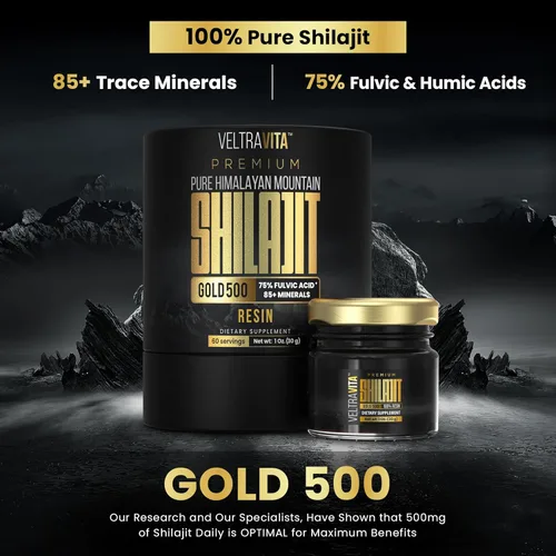Miniatura 2 de Resina Shilajit del Himalaya 100% pura oro 500 orgánico 75% de ácido fúlvico de alta potencia, ácido húmico y más de 85 oligominerales Energía