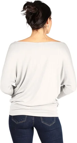 Miniatura 3 de Camiseta sexy para mujer, estilo dolman, con hombros descubiertos, manga 34, cintura con bandas, tallas regulares y grandes