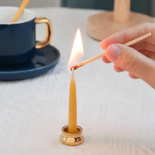Miniatura 4 de Velas de cera de abeja pura de 20 minutos, velas de meditación sin goteo, mini velas cónicas, juego de 50 sin portavelas de latón 50