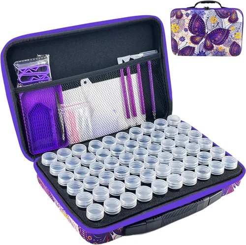 Contenedores de almacenamiento para pintura con diamantes, Caja de almacenamiento de 60 ranuras para accesorios y herramientas de arte con diamantes