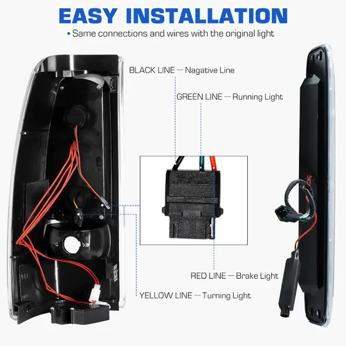 Miniatura 5 de Luz trasera LED + 3ª luz de freno para Chevy Silverado 1500 2500 HD 1999-2002, apta para GMC Sierra 1500 2500 HD 1999-2003 Fleetside Bedtype