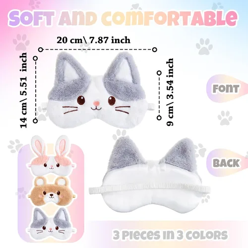 Miniatura 3 de Geyoga 3 piezas de antifaz de sueño para niños, niñas, cubierta suave para los ojos para dormir, cubierta de ojos para los ojos para niños Colorido