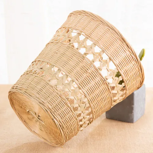 Miniatura 8 de Cabilock Bote de basura de bambú hecho a mano cesta tejida para el hogar basura, cesta de papel, contenedor de basura tejido de estilo rústico