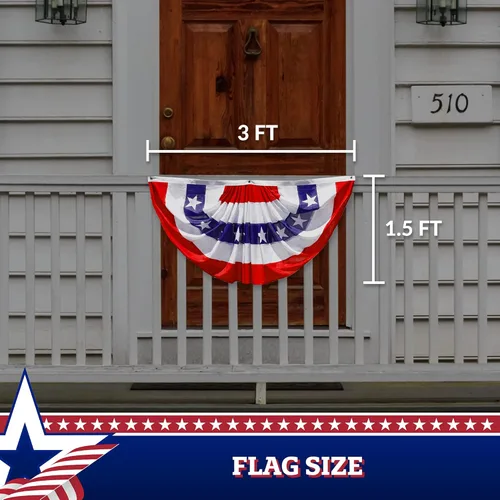 Miniatura 7 de G128 Paquete de 3: bandera plisada de Estados Unidos, 1.5 x 3 pies, banderas decorativas de Estados Unidos impresas 150D con cabecera de lona