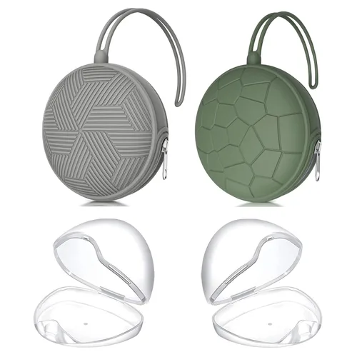 Miniatura 12 de Juego de 4 fundas para chupetes, 2 fundas portátiles de silicona para bolsas de pañales, carrito de bebé con 2 cajas transparentes