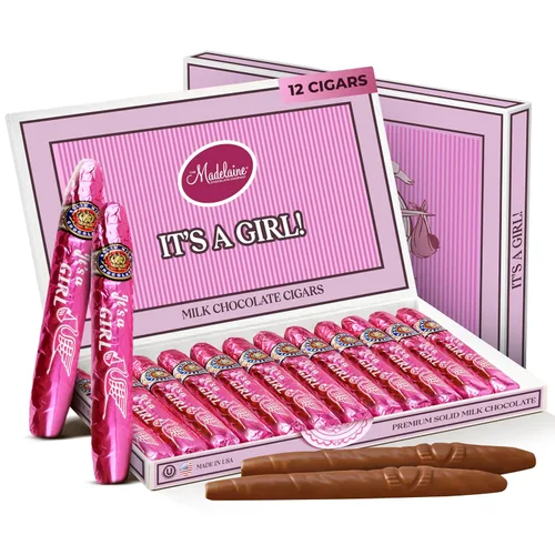 Miniatura 10 de Madelaine - Cigarros de chocolate con leche de alta calidad, caja de regalo para baby shower, envueltos individualmente en papel de aluminio