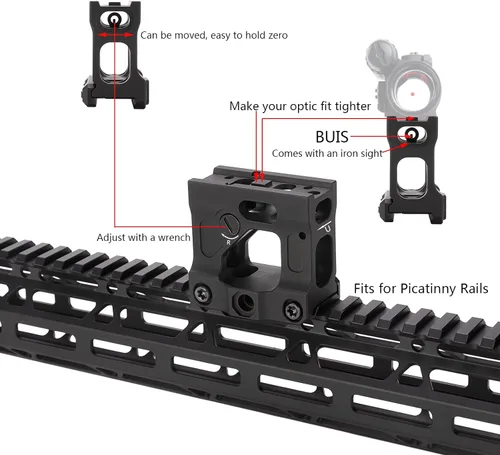 Miniatura 4 de Phoking Montura de Punto Rojo Soporte Elevador Picatinny para Miras T1 T2 H1 H2 Compatible con Todas las Ópticas de Huella Negro