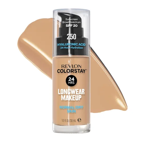Miniatura 28 de Base líquida Revlon, maquillaje facial ColorStay para piel normal y seca, SPF 20, cobertura media-completa de larga duración con acabado natural